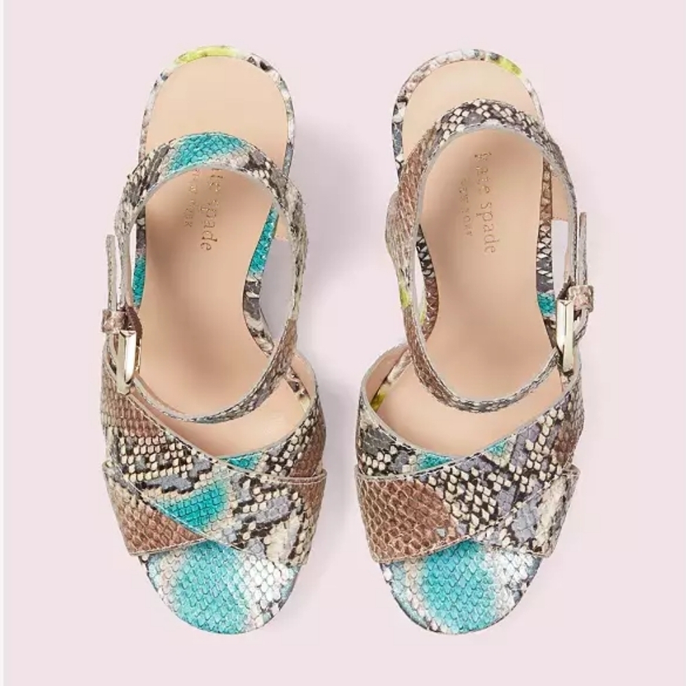 Kate Spade Grace Platform Sandals Lemon Sorbet NIB Retail $228 Sold Out - Picture 4 of 14